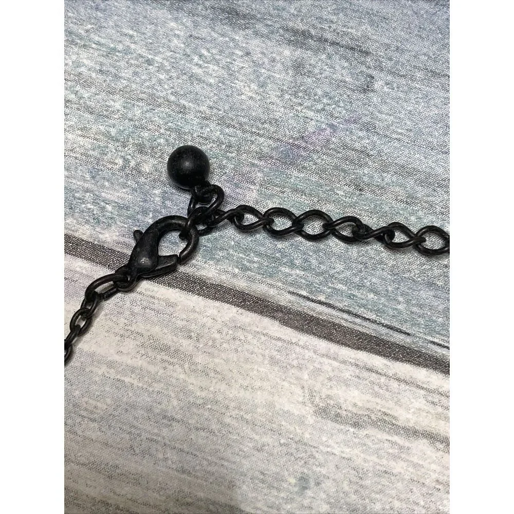 Gothic Black‎ Hearts Blue Crystals 15